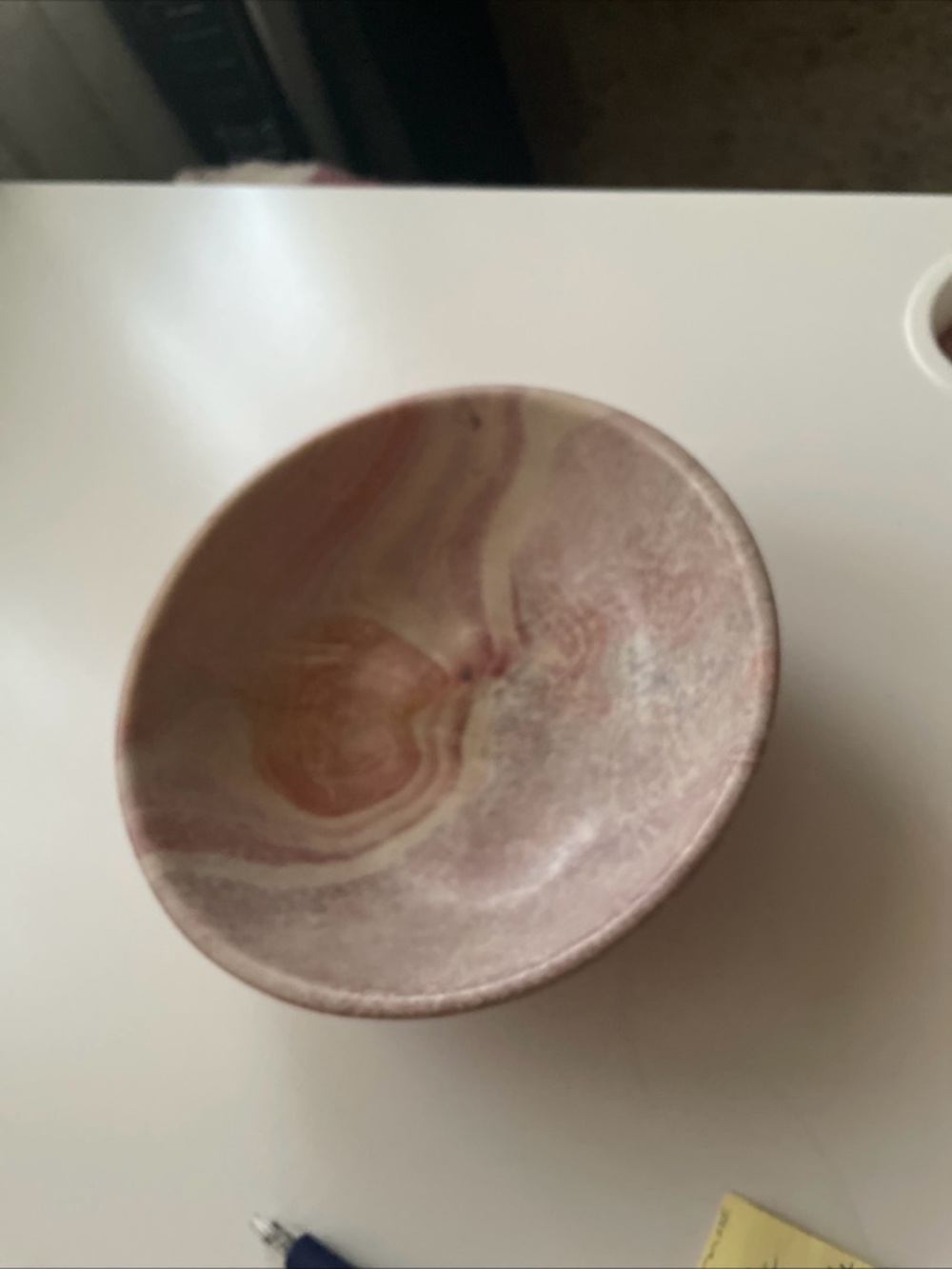 Handcrafted Pink Marble Glaze Decorative Bowl